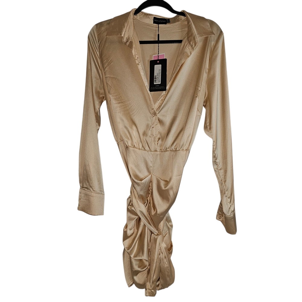 Elegant Champagne Tie-Waist Dress - Picture 3 of 5